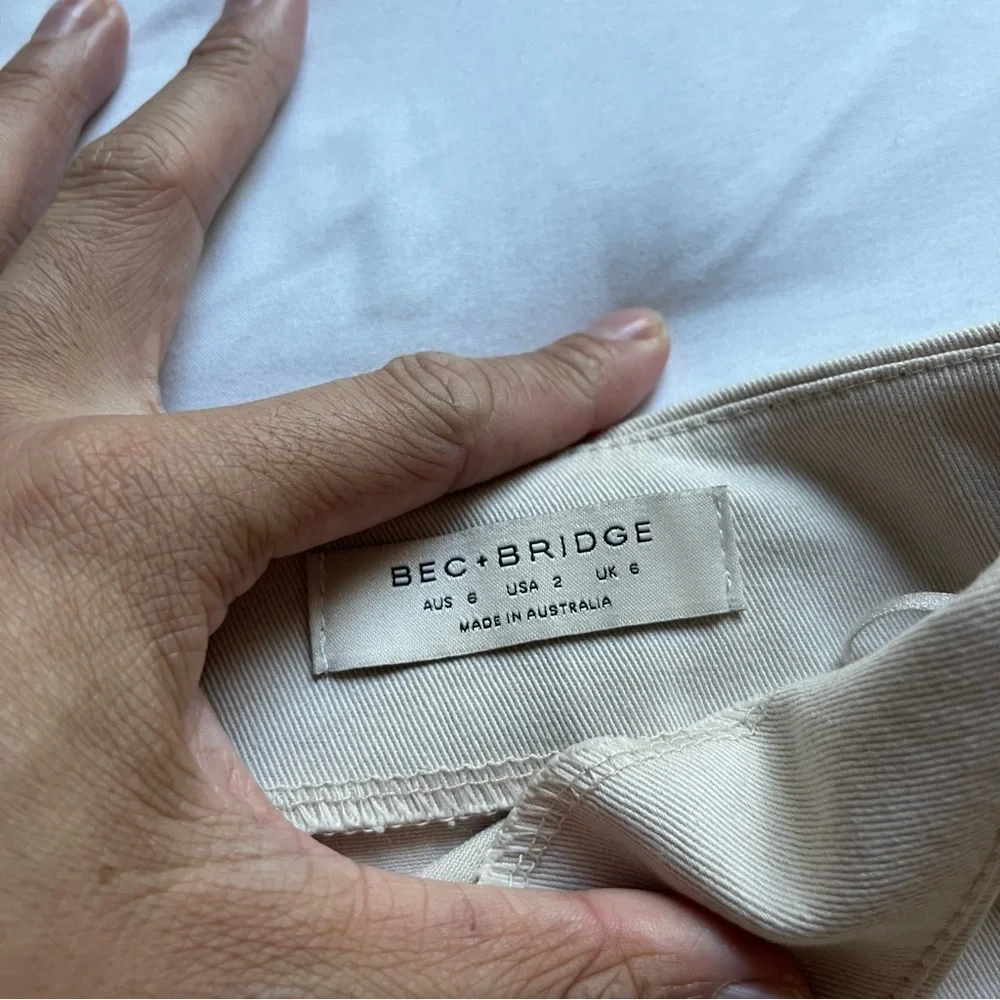 BEC + BRIDGE ivory cream cotton tortoise shell‎ button up mini skirt